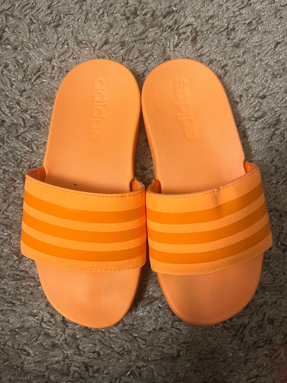 adidas Orange Dual-Tone Stripe Slide Sandals